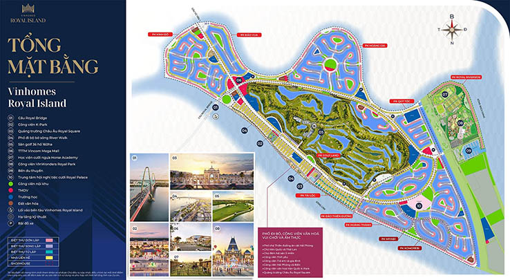 Mặt bằng tổng thể dự án Vinhomes Royal Island gồm có 11 phân khu được thiết kế đẳng cấp.